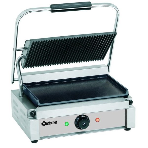 Contact/Paninigrill 1GR  | Geribbeld/Glad | 2.2kW | Grillplaten Gietijzer/Geëmailleerd | 410x400x200(h)mm