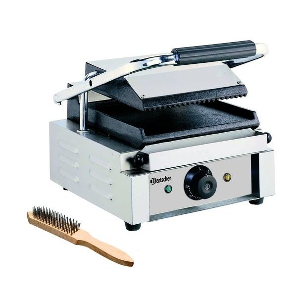 Contactgrill 1800 1GR | Geribbeld/Glad | 1.8kW | Grillplaten Gietijzer/Geëmailleerd | 290x395x210(h)mm