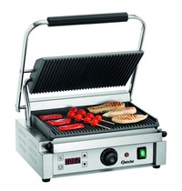 Bartscher Contact/Paninigrill 1RDIG | Geribbeld | 2.2kW | Grillplaten Gietijzer/Geëmailleerd | 410x400x200(h)mm