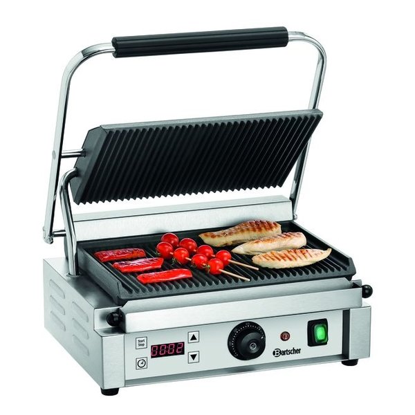 Contact/Paninigrill 1RDIG | Geribbeld | 2.2kW | Grillplaten Gietijzer/Geëmailleerd | 410x400x200(h)mm