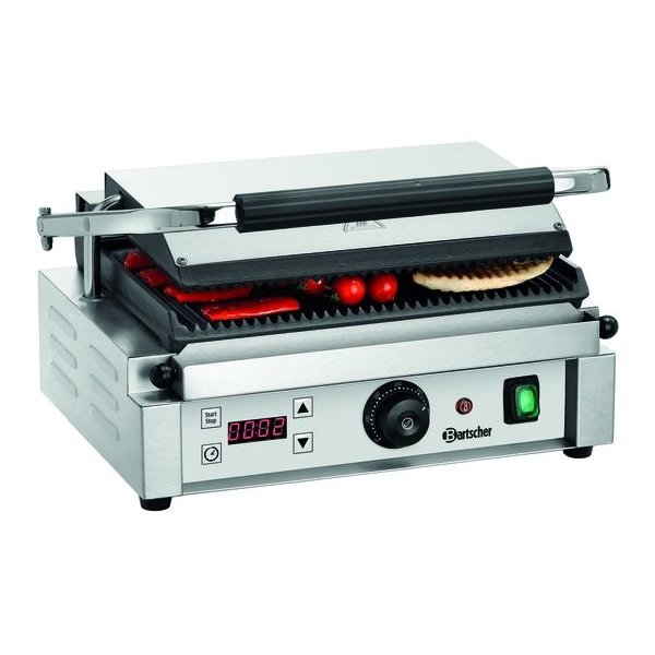 Contact/Paninigrill 1RDIG | Geribbeld | 2.2kW | Grillplaten Gietijzer/Geëmailleerd | 410x400x200(h)mm