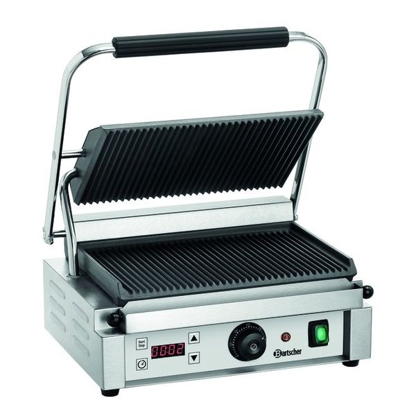 Contact/Paninigrill 1RDIG | Geribbeld | 2.2kW | Grillplaten Gietijzer/Geëmailleerd | 410x400x200(h)mm