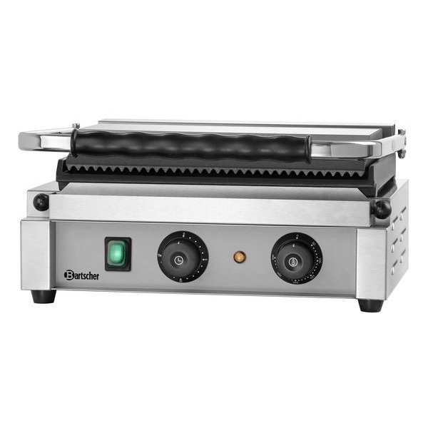 Contact/Paninigrill-T 1 GR | Geribbeld/Glad | 2.2 kW | Grillplaten Gietijzer/Geëmailleerd | 410x400x200(h)mm