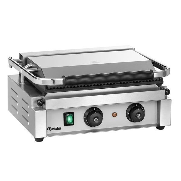 Contact/Paninigrill-T 1 GR | Geribbeld/Glad | 2.2 kW | Grillplaten Gietijzer/Geëmailleerd | 410x400x200(h)mm