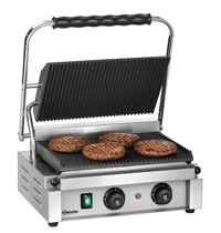 Bartscher Contact/Paninigrill-T 1R geribbeld | 2,2 kW/h | Grillplaten gietijzer/geëmailleerd | 410x400x200(h)mm Bartscher Contact/Paninigrill-T 1R geribbeld | 2,2 kW/h | Grillplaten gietijzer/geëmailleerd | 410x400x200(h)mm