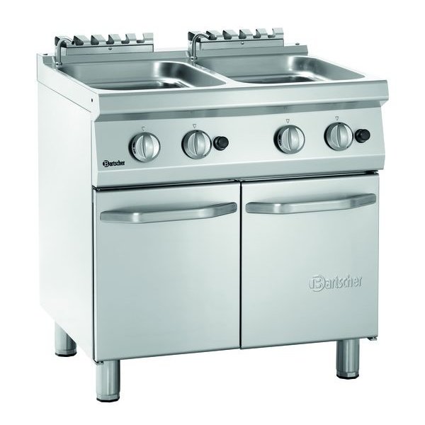 Pastakoker op onderstel 2x 24L | Ingebouwde aftapkraan | 17.4kW | 800x700x850(h)mm