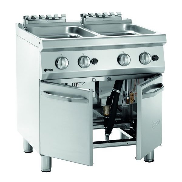 Pastakoker op onderstel 2x 24L | Ingebouwde aftapkraan | 17.4kW | 800x700x850(h)mm