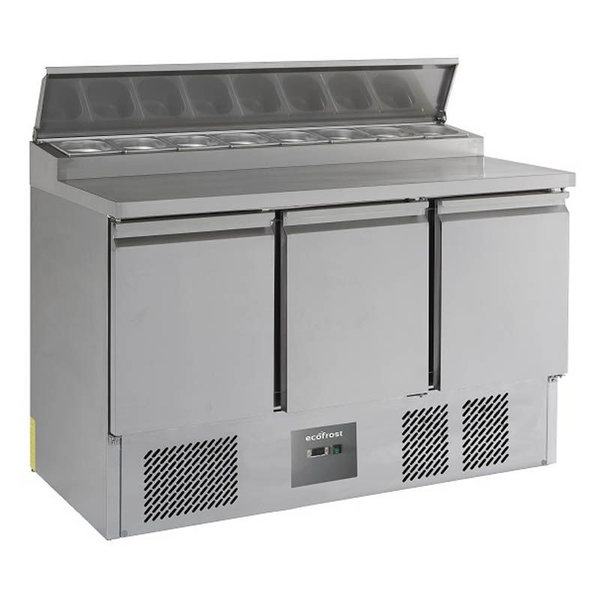 Saladette RVS 392L | 3 deurs | 8x 1/6 GN | Statisch | 1365x700x970(h)mm