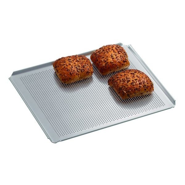 Bakplaat geperforeerd aluminium 2/3 | 4 zijden met opstaande rand | 354x325x10(h)mm