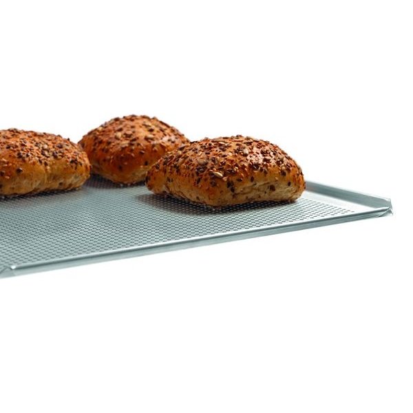 Bakplaat geperforeerd aluminium 2/3 | 4 zijden met opstaande rand | 354x325x10(h)mm