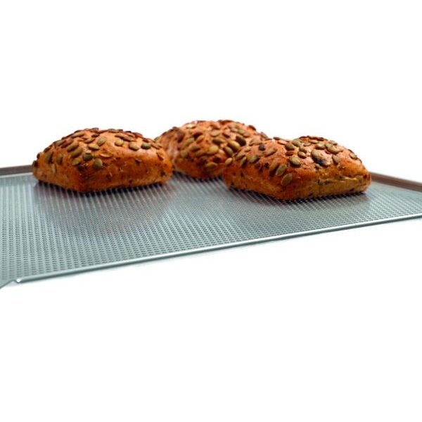 Bakplaat geperforeerd aluminium | 3 zijden rand | 600x400x20(h)mm