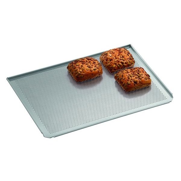 Bakplaat geperforeerd aluminium | 3 zijden rand | 600x400x20(h)mm