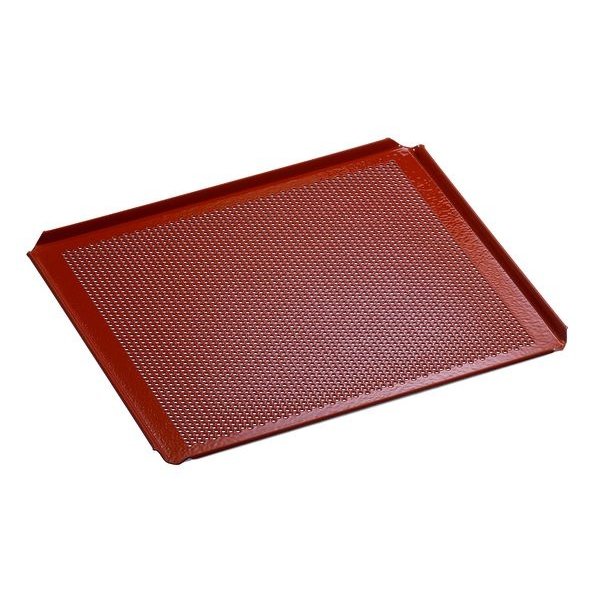 Bakplaat geperforeerd aluminium | 4 zijden opstaande rand | 355x325x10(h)mm