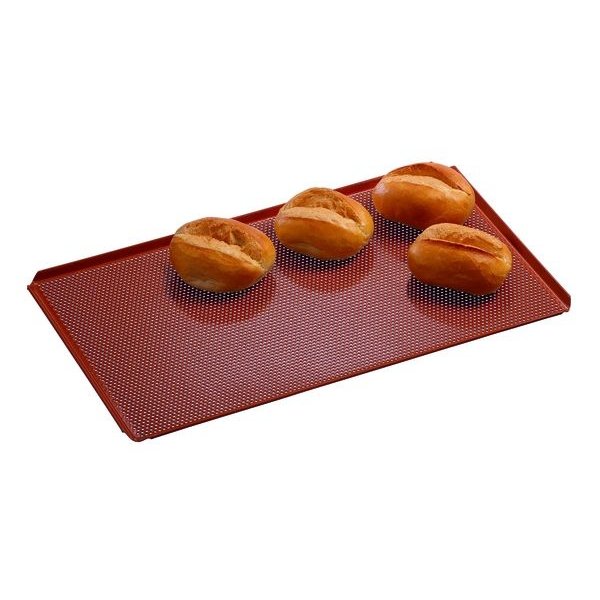 Bakplaat | Geperforeerd Aluminium | Siliconencoating | 4-Zijdige Rand | 1/1 GN