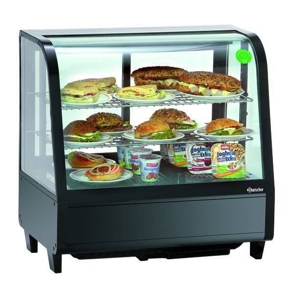 Koelvitrine | 100L | Zwart | +2°C/+12°C | 3 Schappen | 685x455x675(h)mm