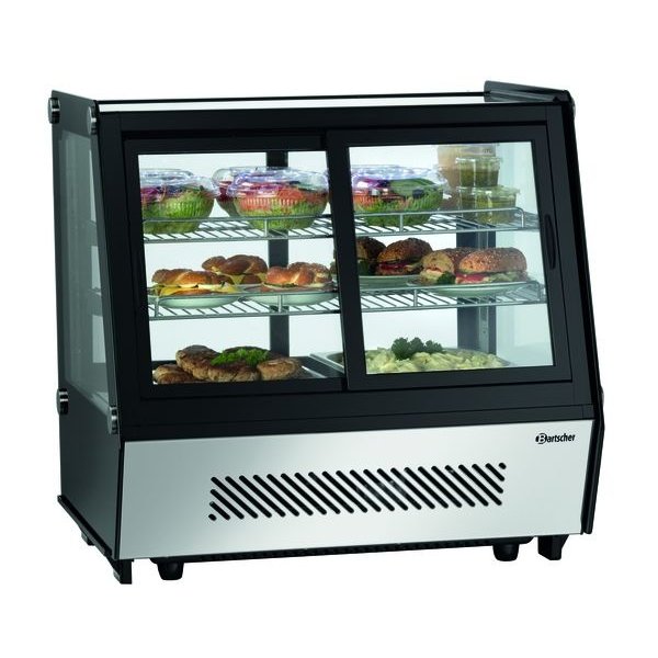 Koelvitrine | 120L | Zwart/RVS | +2°C/+12°C | 3 Schappen | 710x568x686(h)mm