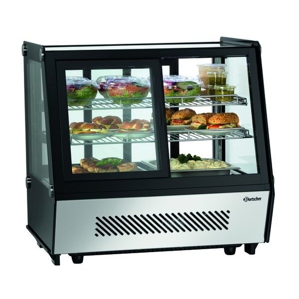 Koelvitrine | 120L | Zwart/RVS | +2°C/+12°C | 3 Schappen | 710x568x686(h)mm