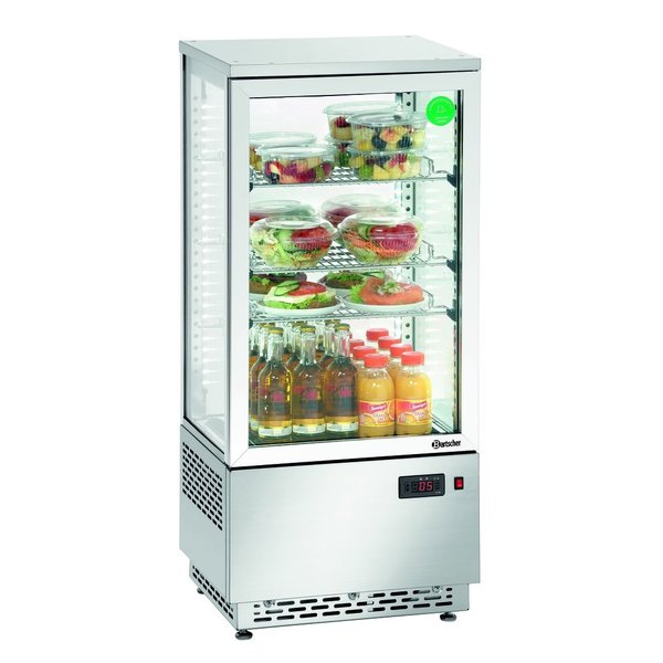 Koelvitrine | 78L | Grijs | +2°C/+12°C | 4 Schappen | 430x390x986(h)mm