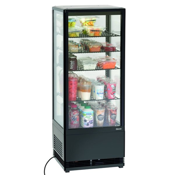 Koelvitrine | 98L | Zwart | +2°C/+12°C | 5 Schappen | 435x385x1105(h)mm