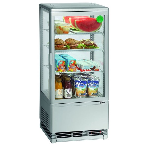 Koelvitrine | 78L | Grijs | +2°C/+12°C | 4 Schappen | 435x385x960(h)mm