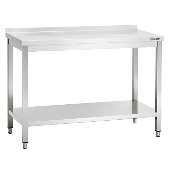 Werktafel RVS met achteropstand + bodemschap | 700mm diep | 850 mm hoog