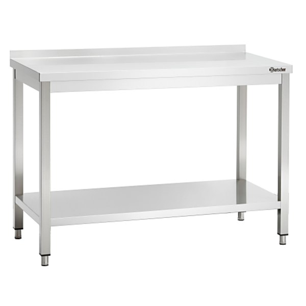 Werktafel RVS met achteropstand + bodemschap | 600mm diep | 850 mm hoog
