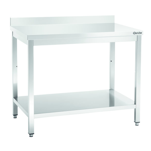 Werktafel RVS met achteropstand + bodemschap zelfmontage | 700mm diep | 850 mm hoog