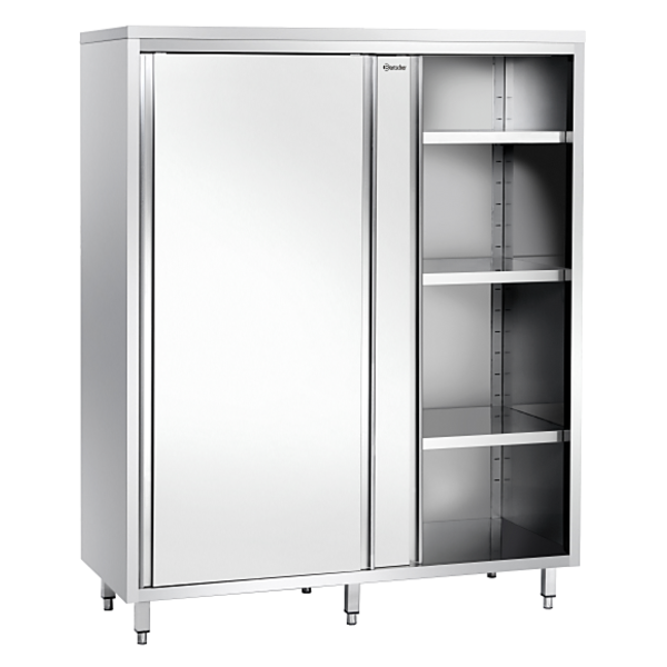 Servieskast RVS met 2 schuifdeuren | 3 tussenschappen verstelbaar | 1400x600x2000(h)mm