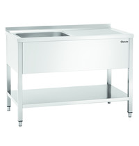 Bartscher RVS spoelwerktafel met 1 spoelbak en bodemschap + achteropstand | 1200x700x850(h)mm