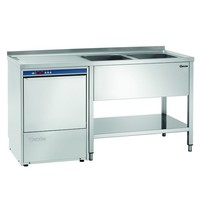 Bartscher RVS spoelwerktafel met 2 spoelbakken rechts en bodemschap | Achteropstand en ruimte voor de vaatwasser | 1600x700x850(h)mm Bartscher RVS spoelwerktafel met 2 spoelbakken rechts en bodemschap | Achteropstand en ruimte voor de vaatwasser | 1600x700x850(h)mm