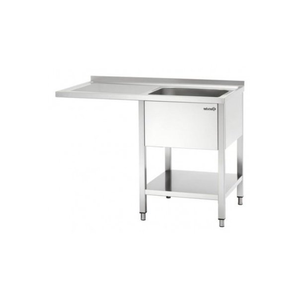 RVS spoelwerktafel met 1 spoelbak rechts en bodemschap | Achteropstand en ruimte voor de vaatwasser | 1200x700x850(h)mm