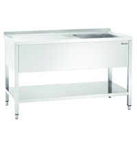 Bartscher RVS spoelwerktafel met 1 spoelbak rechts en bodemschap + achteropstand | 1400x700x850(h)mm Bartscher RVS spoelwerktafel met 1 spoelbak rechts en bodemschap + achteropstand | 1400x700x850(h)mm