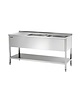 Bartscher RVS spoelwerktafel met 2 spoelbakken rechts en bodemschap + achteropstand | 1600x700x850(h)mm 