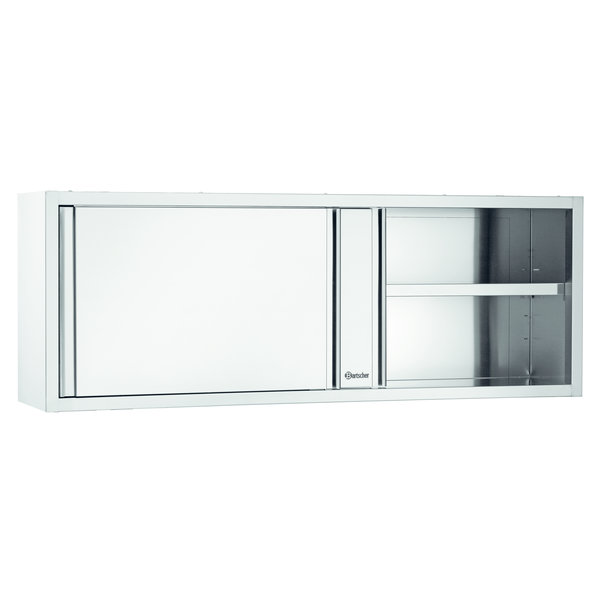 RVS wandkast met schuifdeuren | 1 verstelbare tussenschap | 1800x400x660(h)mm