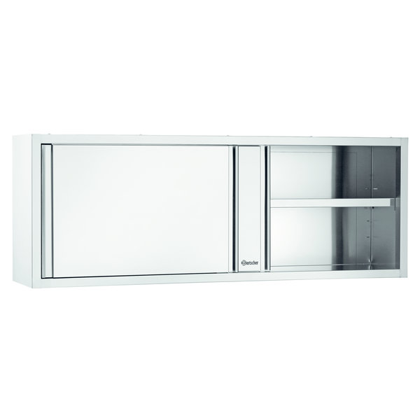 RVS wandkast met schuifdeuren | 1 verstelbare tussenschap | 1600x400x660(h)mm