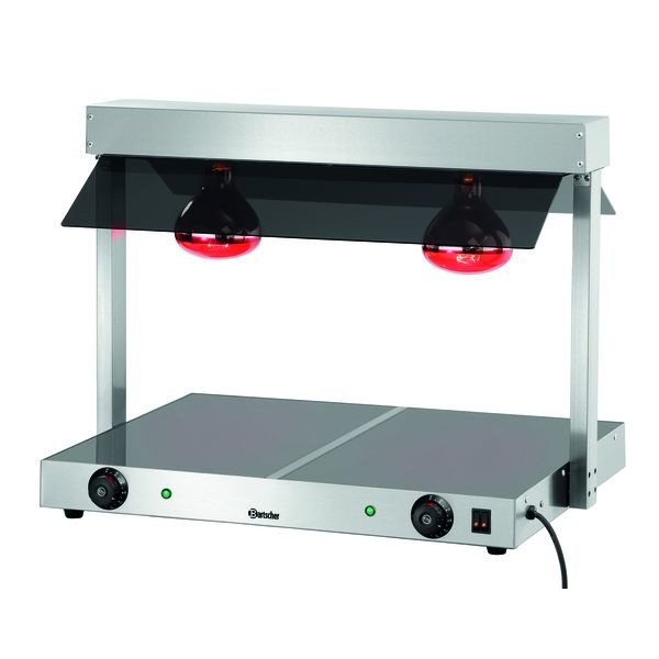 Warmhoudplaat + Infraroodlampen | RVS | 30°C/85°C | 230V | 740x565x570(h)mm
