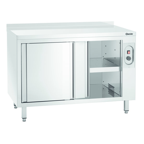 Warmhoudkast | RVS | 2 Schuifdeuren + Achteropstand | 2kW | 1 Tussenschap | 1200x700x850(h)mm