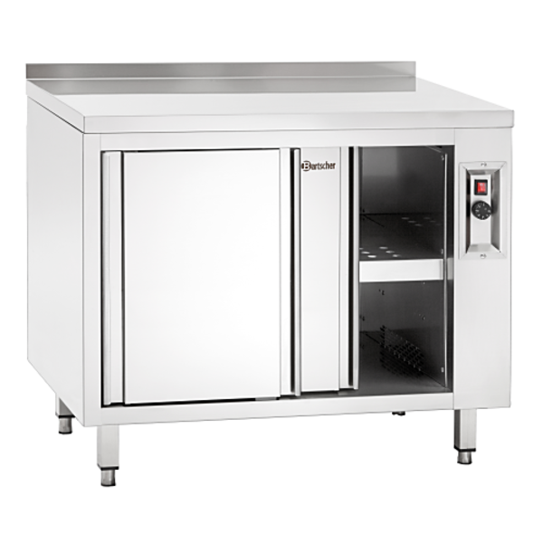 Warmhoudkast | RVS | 2 Schuifdeuren + Opstaande Rand | 2kW | 1 Tussenschap | 1400x700x850(h)mm