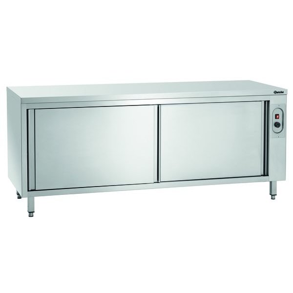 Warmhoudkast | RVS | Schuifdeuren Beide Zijdes | 2kW | 1 Tussenschap | 2000x700x850(h)mm