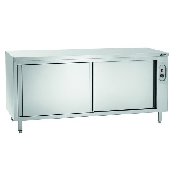 Warmhoudkast | RVS | Schuifdeuren Beide Zijdes | 2kW | 1 Tussenschap | 1800x700x850(h)mm