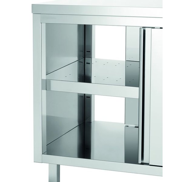 Warmhoudkast | RVS | Schuifdeuren Beide Zijdes | 2kW | 1 Tussenschap | 1800x700x850(h)mm