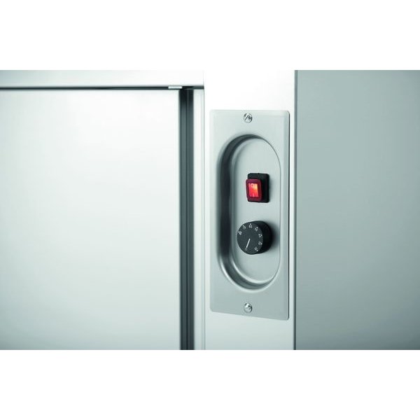 Warmhoudkast | RVS | Schuifdeuren Beide Zijdes | 2kW | 1 Tussenschap | 1800x700x850(h)mm