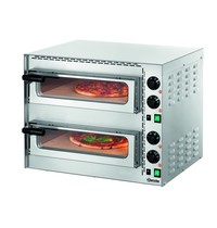Bartscher Pizzaoven elektrisch Mini Plus 2 RVS | 2x1 35Ø cm | 2 kamers | 3,4 kW/h | Bodem van hittebestendige steen | 570x550x475(h)mm Bartscher Pizzaoven elektrisch Mini Plus 2 RVS | 2x1 35Ø cm | 2 kamers | 3,4 kW/h | Bodem van hittebestendige steen | 570x550x475(h)mm