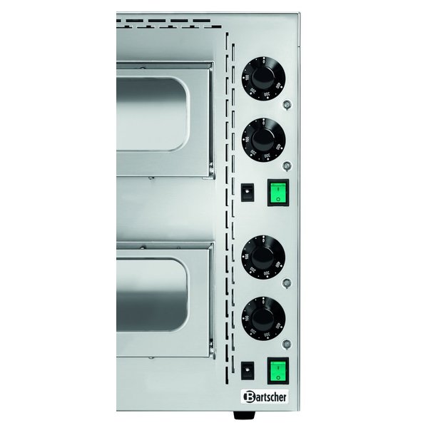 Pizzaoven | Elektrisch | Mini Plus 2 | RVS | 2x1 35Øcm | 2 Kamers | 3.4kW | Bodem van Hittebestendige Steen | 570x550x475(h)mm