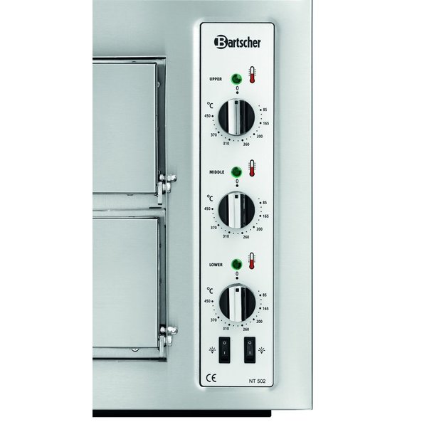 Pizzaoven | Elektrisch | RVS | 4+4 Ø25cm | 2 Kamers | Boden van Vuurvaste Klei | 800x750x510(h)mm
