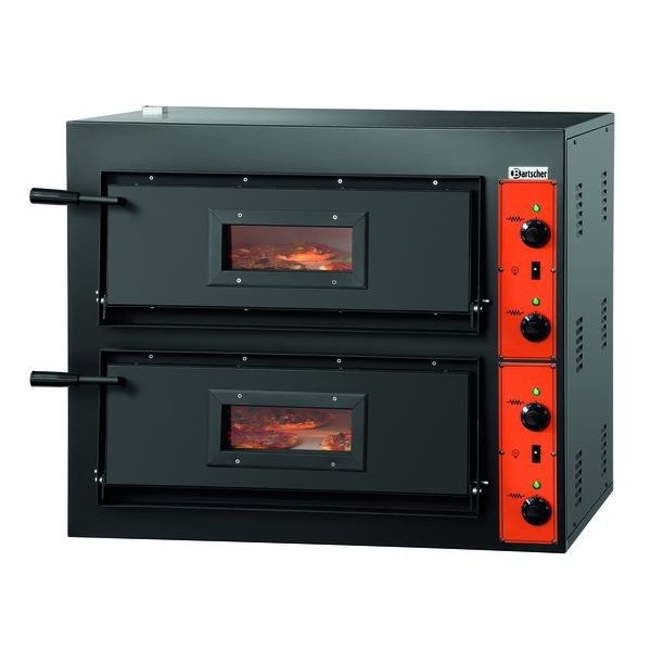 Pizzaoven | Elektrisch | CT200 | Zwart | 4+4 Ø30cm | 8.4kW | 2 Kamers | Bodem van Vuurvast Steen | 890x860x760(h)mm