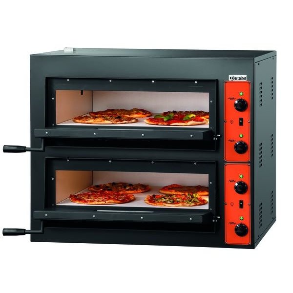 Pizzaoven | Elektrisch | CT200 | Zwart | 4+4 Ø30cm | 8.4kW | 2 Kamers | Bodem van Vuurvast Steen | 890x860x760(h)mm