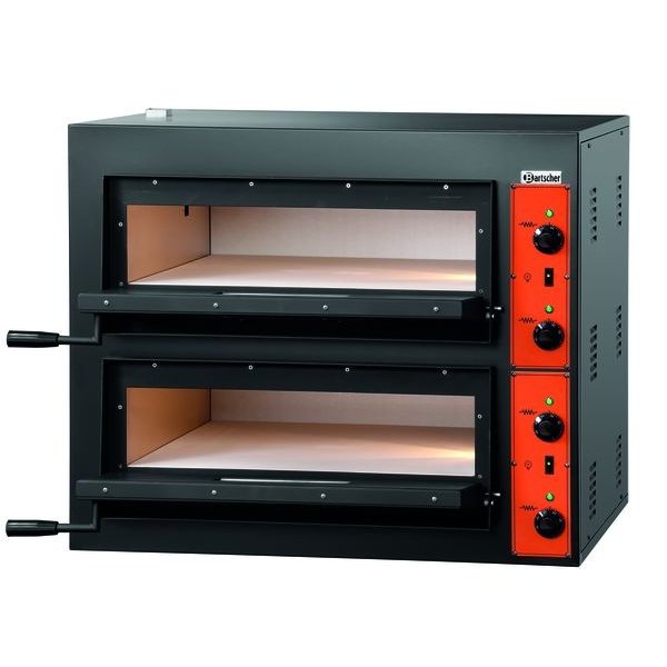 Pizzaoven | Elektrisch | CT200 | Zwart | 4+4 Ø30cm | 8.4kW | 2 Kamers | Bodem van Vuurvast Steen | 890x860x760(h)mm