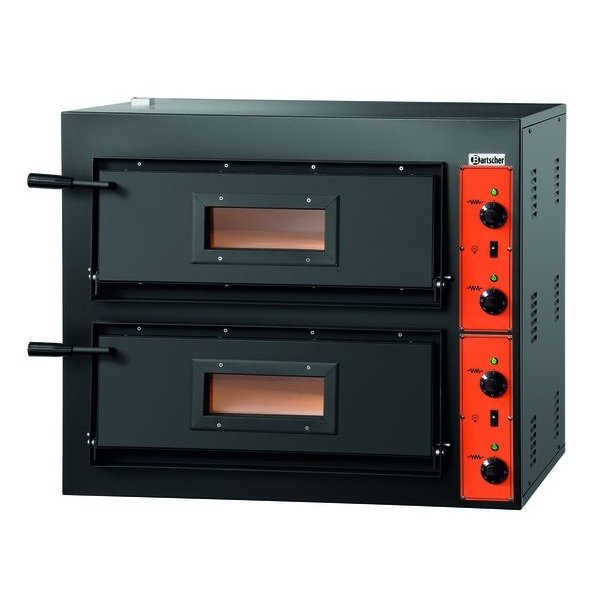 Pizzaoven | Elektrisch | CT200 | Zwart | 4+4 Ø30cm | 8.4kW | 2 Kamers | Bodem van Vuurvast Steen | 890x860x760(h)mm