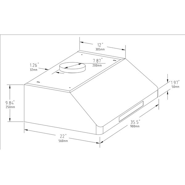 Afzuigkap | Schuin Model | Incl. Motor | 1530m³/u | Regelaar + Verlichting | 900x560x250(h)mm